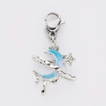 Detail of light blue enamel moon and star pendant with lobster clasp for DIY jewelry - Lava Moon Star Style (2)