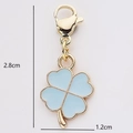 Blue enamel four-leaf clover charm with gold metal edges and lobster clasp 2.8cm - Blue Clover (6)