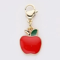 Red apple charm pendant with gold metal frame and lobster clasp for jewelry making - Red Apple Style (2)