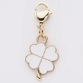 Four-leaf clover pendant with white enamel finish and golden lobster clasp for DIY jewelry - White Clover (8)