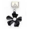 Italian charm for DIY stainless steel bracelet with black and white flower pendant - Black Five Petal Flower Pendant (25)