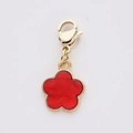 Red flower charm pendant with gold plating and lobster clasp for DIY necklace - Five-petal Flower Style
