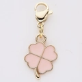 Pink enamel four leaf clover charm with gold metal edges and lobster clasp for DIY jewelry - Pink Clover (9)
