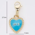 Sky blue enamel heart charm with LOVE text and golden lobster clasp, 2.7cm size - Blue Heart LOVE Shape