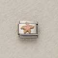Charm modulare italiano con stella marina in smalto rosa su base in acciaio inox - Stile Stella Marina Oro Rosa (21)