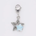 Light blue marble star charm with silver metal base and lobster clasp for DIY jewelry - Double Layer Rhinestone Star (5)
