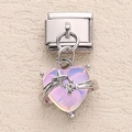 Italian charm link with iridescent purple heart and silver star frame for DIY bracelet - Iridescent Pink Purple Heart Style (2)