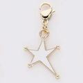 Asymmetric gold alloy star charm with white enamel and lobster clasp for DIY jewelry - White Star (13)