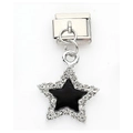 Italian charm bracelet link with black enamel star and white rhinestones decoration - Black Five Pointed Star Rhinestone Pendant (28)