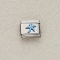Modulo per bracciale italiano in acciaio inossidabile con stella marina blu chiaro - Stella Marina 3D Blu Chiaro (24)