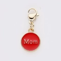 Pendentif rond en émail rouge avec lettrage Mom et fermoir mousqueton doré pour collier - Style Lettre MOM
