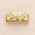 Italian charm link with golden floral design and white pearl inlays for DIY bracelets - Stereo Flower Pearl Style (1)
