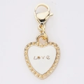 Golden heart pendant with white enamel, LOVE engraving and lobster clasp for DIY jewelry - White Heart LOVE Shape