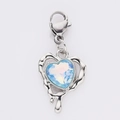 Light blue heart charm with iridescent gemstone and silver fluid border on lobster clasp - Fluid Border Heart (8)