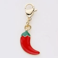 Pendentif piment rouge en alliage émaillé avec fermoir mousqueton doré de qualité - Style Piment Rouge Courbé (9)