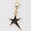 Star shaped black enamel alloy pendant charm with golden lobster clasp and loop - Black Star (15)
