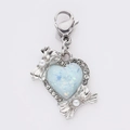 Light blue heart charm with bow details and lobster clasp for DIY jewelry - Bowknot Pearl Heart (9)
