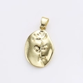 French vintage gold plated oval coin pendant featuring an embossed rose design - Rose Relief Oval Pendant (4)