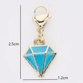 Blue enamel diamond shaped alloy charm with gold finish and lobster clasp detail - Blue Diamond Style