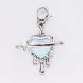 Iridescent heart pendant with lobster clasp and cross star detail in light blue - Dripping Style Heart (10)