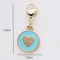 Blue enamel heart charm with gold lobster clasp and detailed size measurements - Blue Round Heart (17)