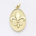 French vintage oval fleur-de-lis pendant in gold plating for DIY jewelry making - Fleur-de-lis Relief Oval Style (6)