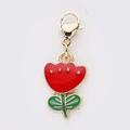 Pendentif tulipe émaillé rouge à pois blancs avec fermoir mousqueton doré pour bijoux - Style Tulipe