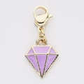 Golden diamond-shaped charm with purple enamel and lobster clasp for DIY jewelry - Purple Diamond Style