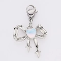 Silver bow heart charm with opal-style inlay and lobster clasp for DIY jewelry - Ribbon Bow Heart (12)