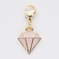 Pink enamel diamond-shaped alloy charm with golden lobster clasp for DIY jewelry - Pink Diamond Style