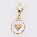 Golden heart charm with white enamel pendant and lobster clasp for DIY jewelry - White Round Heart (19)