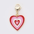 Pendentif cœur en émail multicouche rouge et rose avec un fermoir mousqueton doré - Style Cœur Superposé