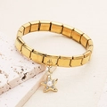 Bracelet à breloques italien doré avec pendentif étoile de mer perle et cristaux - Perle Artificielle Pentagramme (2)