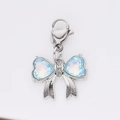 Silver bow pendant with blue heart crystals and lobster clasp for DIY jewelry - Bowknot Blue Heart (13)