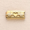 Italian modular gold stainless steel heart charm with ECG pulse design for DIY bracelet - Heartbeat Heart Hollow Style (6)