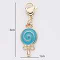 Light blue lollipop charm in gold alloy with lobster clasp for DIY jewelry - Blue Lollipop Shape