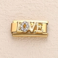 Italian charm link in gold stainless steel with LOVE text and sparkling pavé crystals - Pave Rhinestone LOVE Letter Style (7)
