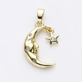 Gold-plated moon and star pendant with sparkling cubic zirconia for DIY jewelry - Moon and Star Zirconia Fairytale Style (10)