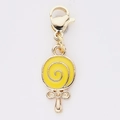 Golden lollipop alloy charm with yellow enamel swirl and lobster clasp for DIY jewelry - Yellow Lollipop Shape