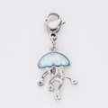 Light blue jellyfish pendant with silver metal, enamel finish and lobster clasp detail - Iridescent Jellyfish Style (17)