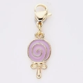 Golden alloy lollipop pendant with purple enamel spiral and lobster clasp for DIY - Purple Lollipop Shape