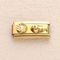 Gold Italian charm link featuring shell, pearl, and fishbone charms for DIY bracelets - Shell Pearl Fishbone Combination Style (9)