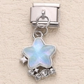 Italian charm star pendant in iridescent light blue finish for DIY modular bracelet - Iridescent Blue Star Zirconia (12)