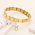 Gold stainless steel modular charm bracelet featuring a detailed sea turtle with pearl - Sea Turtle Artificial Pearl (7)