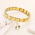 Gold modular stainless steel bracelet with a detailed scallop shell charm pendant - Scallop (8)