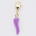 Purple enamel chili pendant with gold lobster clasp and Italy hallmark for jewelry DIY - Purple Chili Shape