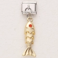 Italian charm fish pendant with gold scales and red crystal eye for modular bracelet - Gold Fish Style (2)