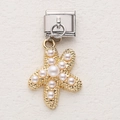 Détail de breloque étoile de mer avec perles blanches pour bracelet italien - Style Étoile de Mer Pavé de Perles Artificielles (6)