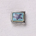 Maillon italien avec design étoile de mer bleu foncé sur acier inoxydable - Motif Étoile de Mer Bleu Foncé (1)