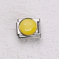 Italienisches Edelstahl-Modul mit gelbem Emaille-Smiley für individuelle Armbänder - Smiley